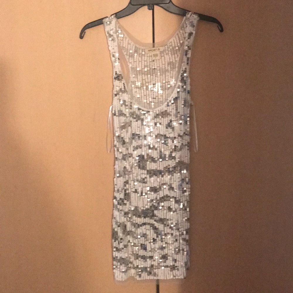 Beautiful sparking sequence silver dress